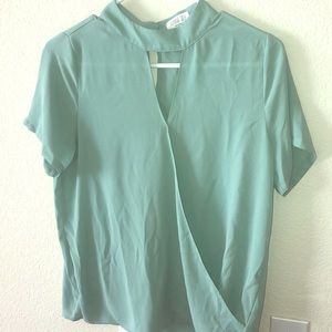 Sea-foam green Elegant Blouse with keyhole back